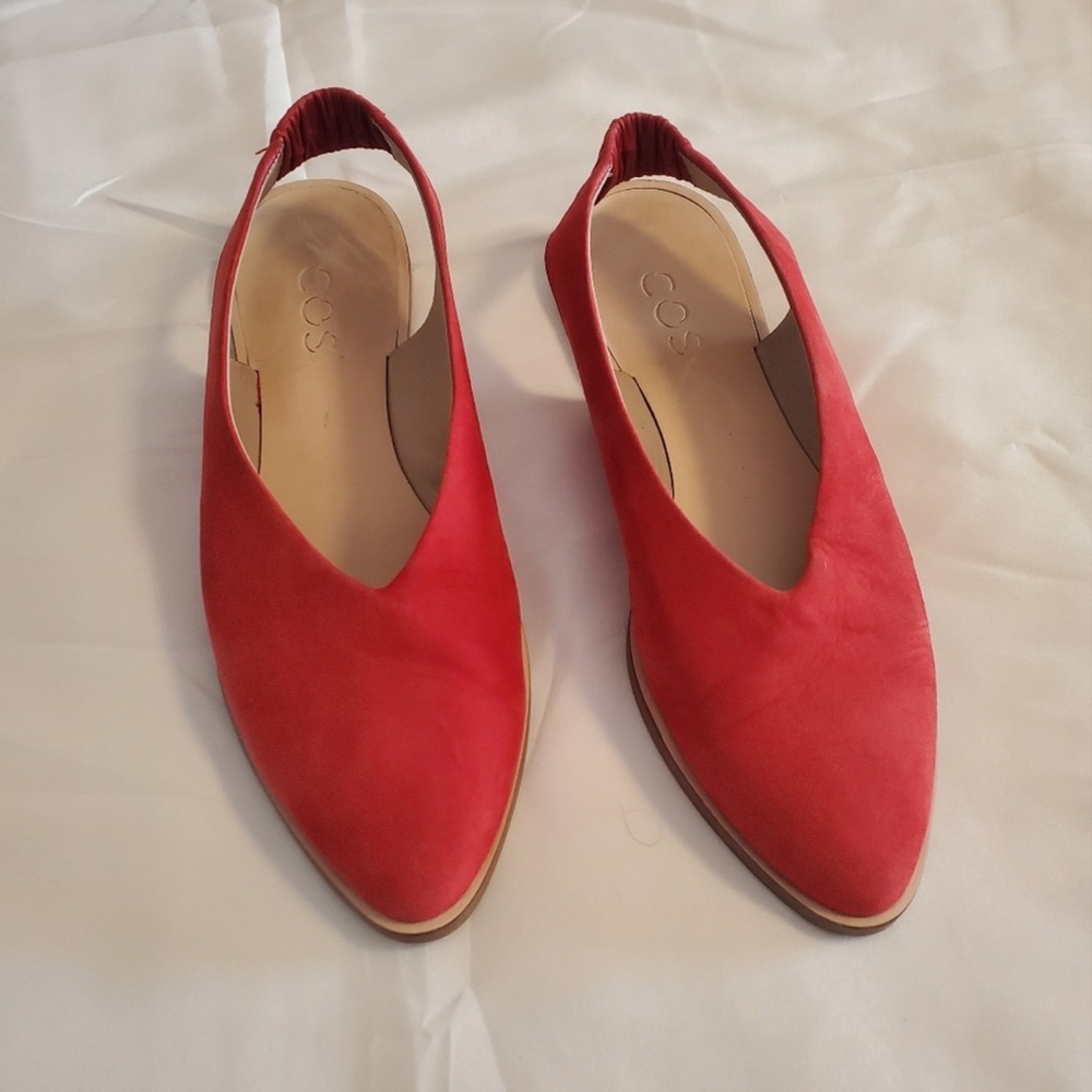 COS Red suede slingback flats